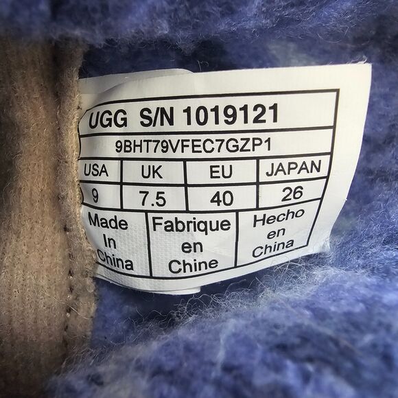 UGG SAELA Rib Knit Suede Sheepskin Cuff Boots Blue Purple Fair Isle US 9 - Picture 7 of 8